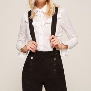 Reformation Duke Jumpsuit, Black Corduroy, Size 28